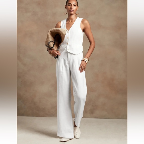 Banana Republic Pants - Banana Republic Castello Linen Pant // White #850826